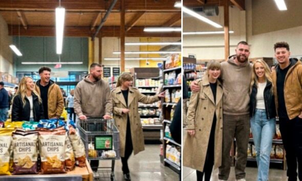 Taylor Swift, Travis Kelce, Patrick Mahomes and Brittany Mahomes Turn Heads as the Two Power Couples Share a Rare Grocery Store Moment in Kansas City Following Travis’ Viral Touchdown and Taylor’s “That’s My Husband!” Celebration... See the Sweet Photos and Never-Before-Seen Moments