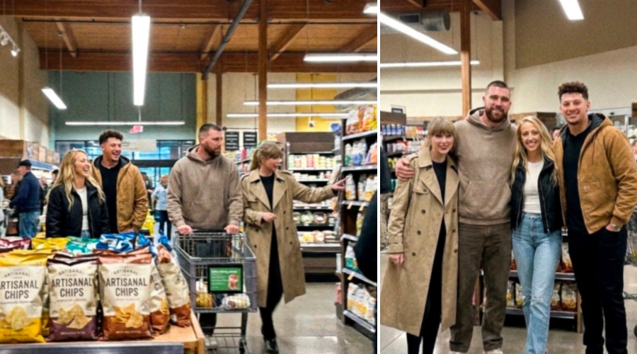 Taylor Swift, Travis Kelce, Patrick Mahomes and Brittany Mahomes Turn Heads as the Two Power Couples Share a Rare Grocery Store Moment in Kansas City Following Travis’ Viral Touchdown and Taylor’s “That’s My Husband!” Celebration... See the Sweet Photos and Never-Before-Seen Moments
