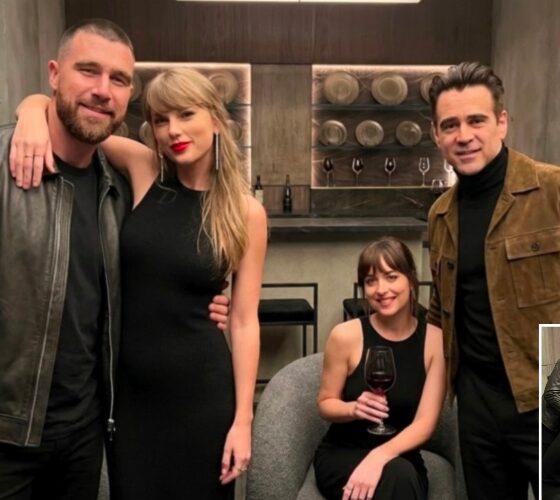 Travis Kelce Poses With Wife Taylor Swift, Dakota Johnson, and Colin Farrell on the Set of Taylor’s New “Patient Zero” Music Video In New Photos After She Announced It Will Premiere Sunday at the VMAs