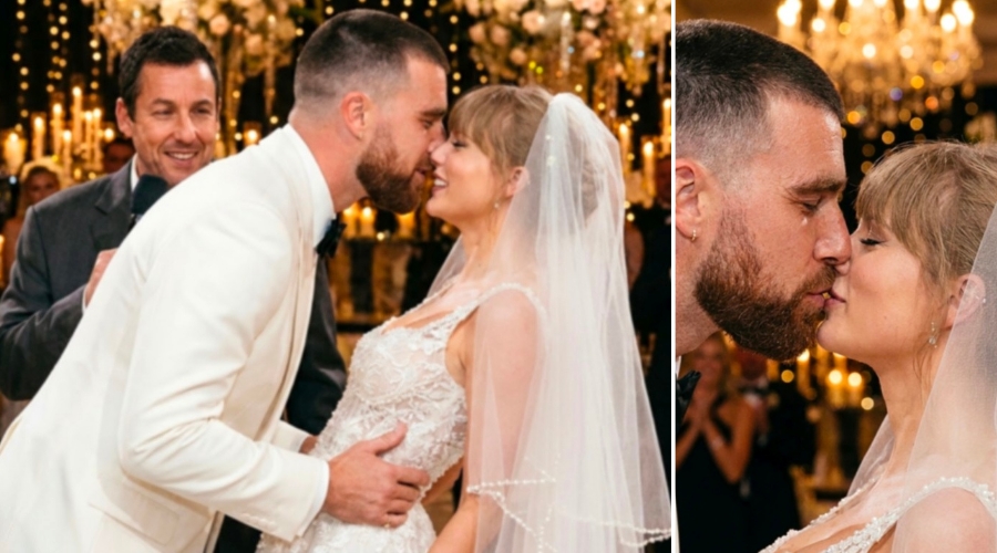 Taylor Swift Finally Drops the First Official Photos and Clip of Their Sweet First Kiss as a Married Couple After Adam Sandler’s Heartwarming “You May Kiss the Bride” Moment at Their Star-Studded MSG Wedding