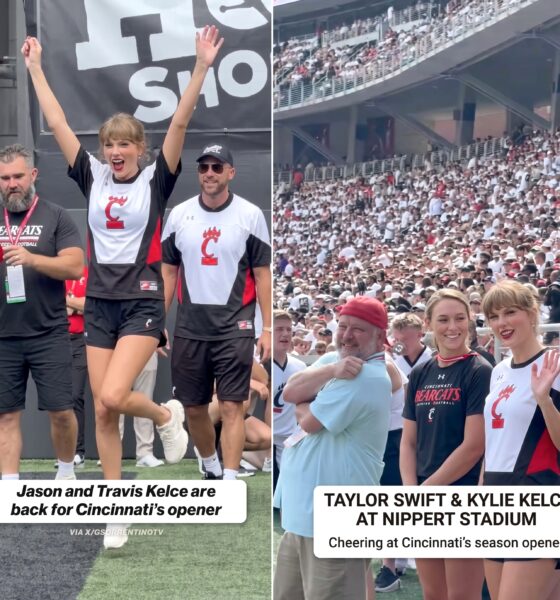 Taylor Swift, Travis Kelce and Sister-in-Law Kylie Kelce Spotted Supporting Jason Kelce as He Is Honored at the Bearcats' Opening Game Ahead of His Hall of Fame Induction in October - See the Full Never-Before-Seen Clip