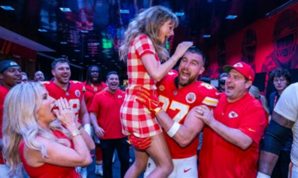 Taylor Swift Breaks NFL Protocol and Runs Onto the Field to Jump Into Husband Travis Kelce’s Arms After the Chiefs’ Stunning 31-10 Victory Over the Broncos in the NFL Season Opener - See the Full 2-Minute Rare Clip