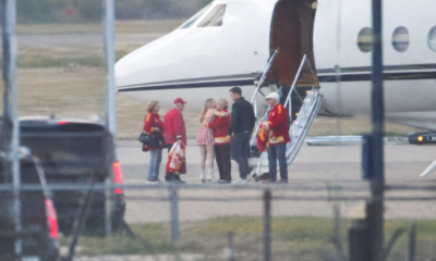 First Glimpse at the Sweetest Moment as Taylor Swift Arrives in Kansas City on Her Private Jet Alongside Her Parents, Andrea and Scott Swift, and Her Husband Travis Kelce’s Parents, Donna and Ed Kelce, to Show Their Support for Travis at the Chiefs vs. Colts Game - Both Sets of Parents Wear Identical Outfits as a Sweet Nod to Travis, While Taylor Shares Heartwarming Hugs With Her Mom and Donna and the Fathers Hold Special Items to Cheer Travis Kelce That Fans Can’t Stop Talking About... See Clearer Photos and the Never-Before-Seen Clip of Their Beautiful Arrival