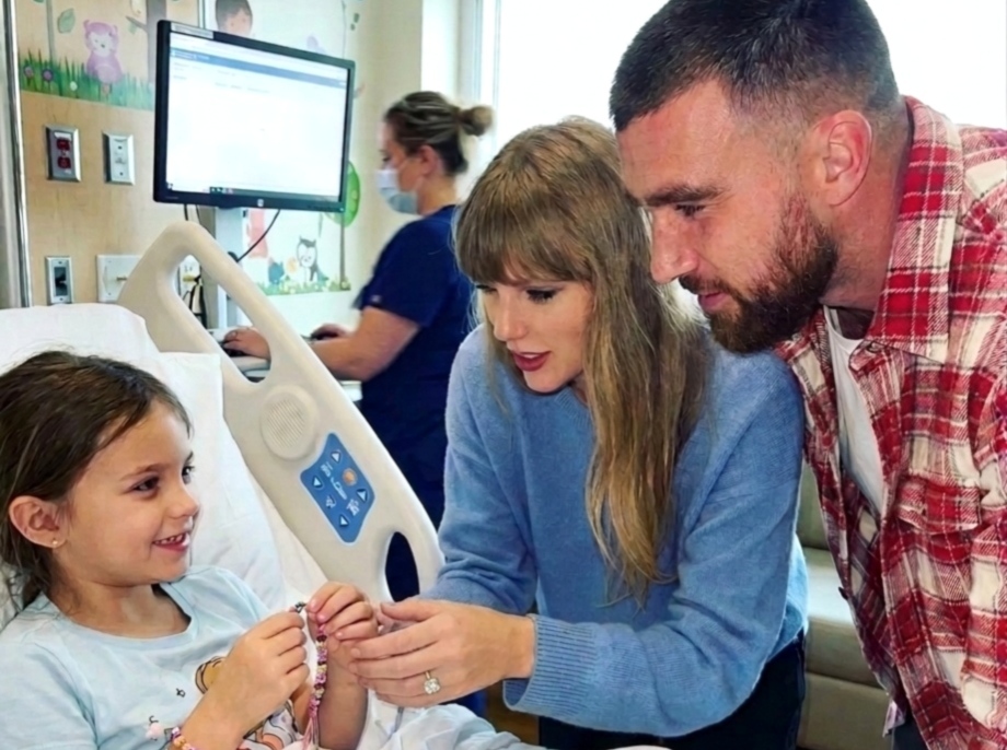 Taylor Swift and Husband Travis Kelce Share Sweet Moment With Dying Young Swiftie at Children's Mercy Hospital in Heartwarming New Photo