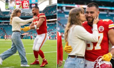 Taylor Swift Breaks NFL Protocol Again as She Runs Onto the Field to Hug and Kiss Husband Travis Kelce Before the Chiefs vs. Dolphins Game Begins