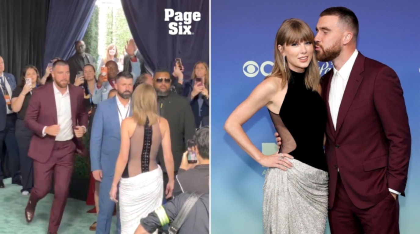 Travis Kelce Finally Arrives at the VMAs to Support Wife Taylor Swift, Stealing the Spotlight in New Photos and Clips as He Runs Onto the Red Carpet Hilariously Shouting “Mr. Cleveland Coming Through!” Ahead of Taylor’s Inaugural MTV VMA Artist Directors Honors
