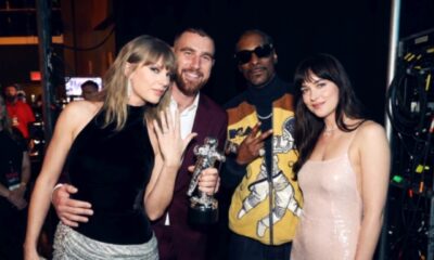 Taylor Swift and Husband Travis Kelce Steal the Spotlight Alongside Snoop Dogg and Dakota Johnson as They Pose Together Backstage at the VMAs, With Taylor Flaunting Her Beautiful Wedding Ring After Receiving the MTV VMA Artist Director Award