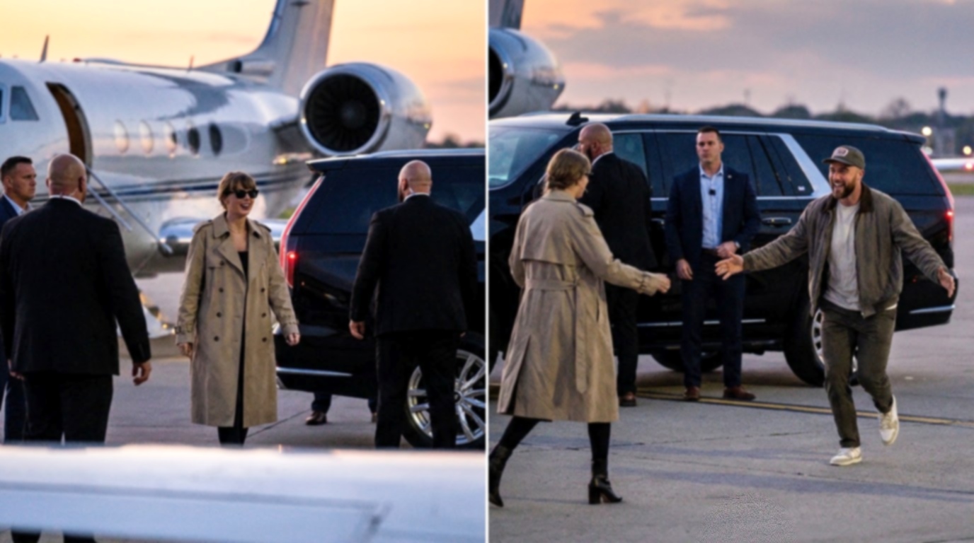Travis Kelce Spotted Running to Hug Wife Taylor Swift at Kansas City Airport After She Arrives by Private Jet Following Her 3-Win Night at the 2026 VMAs in New Photos
