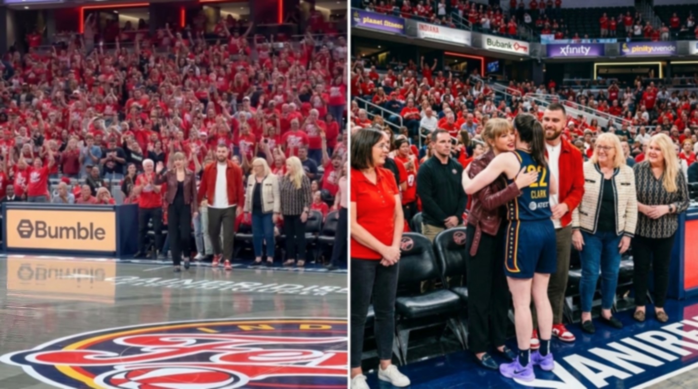 Watch the Sweet Moment Taylor Swift and Husband Travis Kelce Arrive at Gainbridge Fieldhouse and Receive a Huge Standing Ovation Before the Fever vs. Aces Game as They Cheer for Caitlin Clark in New Clip