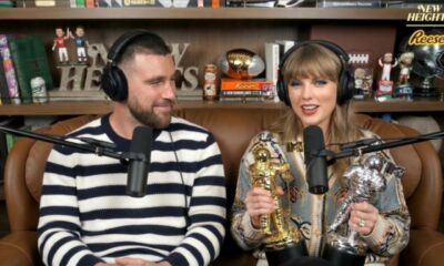 Taylor Swift Steals the Spotlight and Flaunts Her 3 Historic VMA Trophies in a Shocking Special Guest Appearance with Husband Travis and Jason Kelce on New Heights