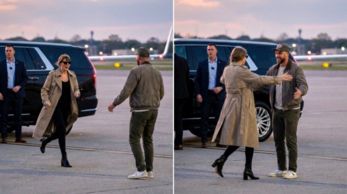 Taylor Swift Spotted Running to Hug Husband Travis Kelce and Shouting “My Mr. Cleveland” After Arriving at Kansas City Airport on Her Private Jet Following Her 3-Win Night at the 2026 VMAs in New Adorable and Hilarious Video and Photos