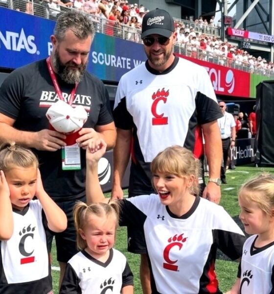 Taylor Swift Goes Full "Aunt Mode" as She Adorably Chases and Teaches Silly Cheers to Jason Kelce’s Three Daughters Wyatt, Elliotte, and Bennett on the Turf at the Bearcats' Opening Game Next to Travis Kelce Ahead of Jason’s Big Hall of Fame Honor... See the Full Adorable Clip