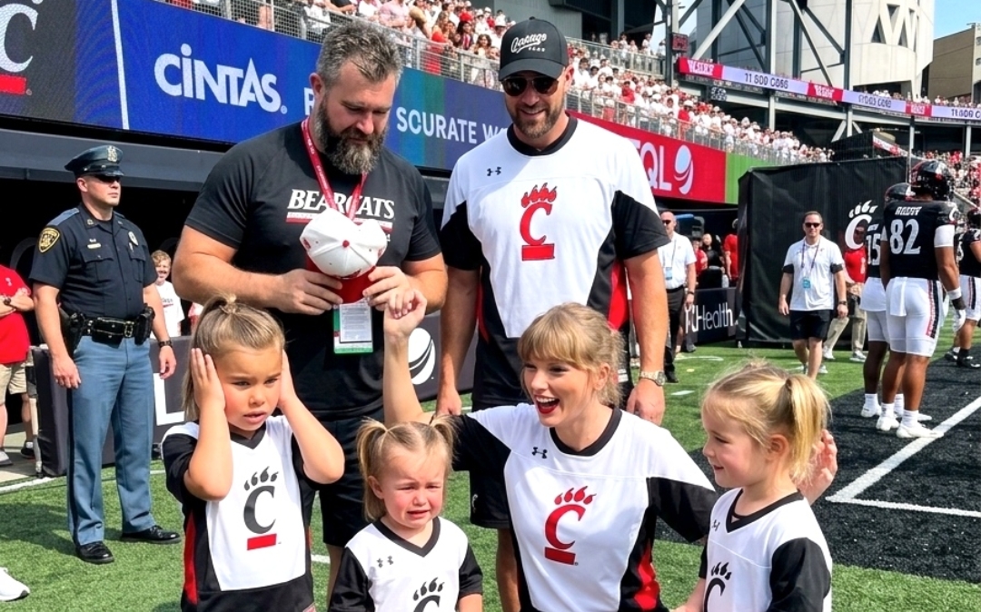 Taylor Swift Goes Full "Aunt Mode" as She Adorably Chases and Teaches Silly Cheers to Jason Kelce’s Three Daughters Wyatt, Elliotte, and Bennett on the Turf at the Bearcats' Opening Game Next to Travis Kelce Ahead of Jason’s Big Hall of Fame Honor... See the Full Adorable Clip