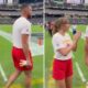 Taylor Swift and Husband Travis Kelce Spotted in an Adorable Moment as They Stroll Onto the Field at Allegiant Stadium for Warmups Ahead of Chiefs vs. Raiders Game