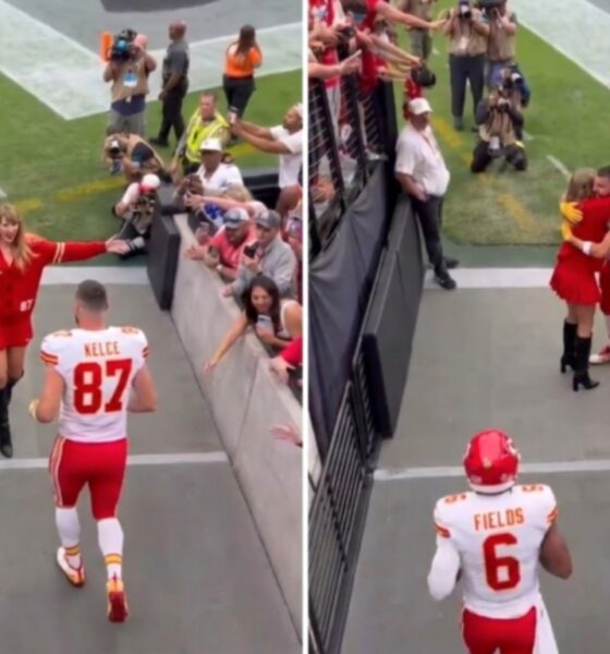 Taylor Swift Breaks NFL Protocol Again and Rushes to Hug Husband Travis Kelce as He Leads the Charge Onto the Field at Allegiant Stadium for Chiefs vs. Raiders Game