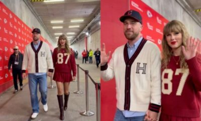 Travis Kelce Arrives Hand in Hand With Wife Taylor Swift Looking Stunning at Arrowhead Stadium for Their First-Ever Couple Tunnel Walk