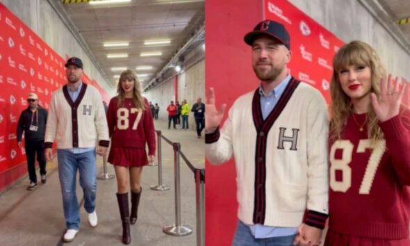 Travis Kelce Arrives Hand in Hand With Wife Taylor Swift Looking Stunning at Arrowhead Stadium for Their First-Ever Couple Tunnel Walk