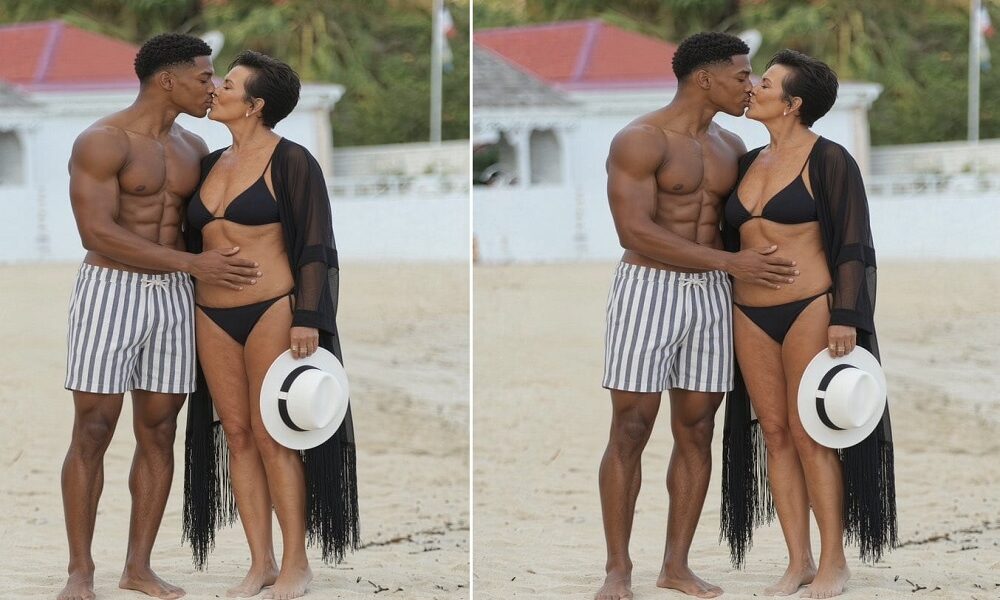 Kris Jenner was seen in a bikini at the beach in Miami sharing a kiss with her new 20 year old boyfriend after breaking up with Corey Gamble…