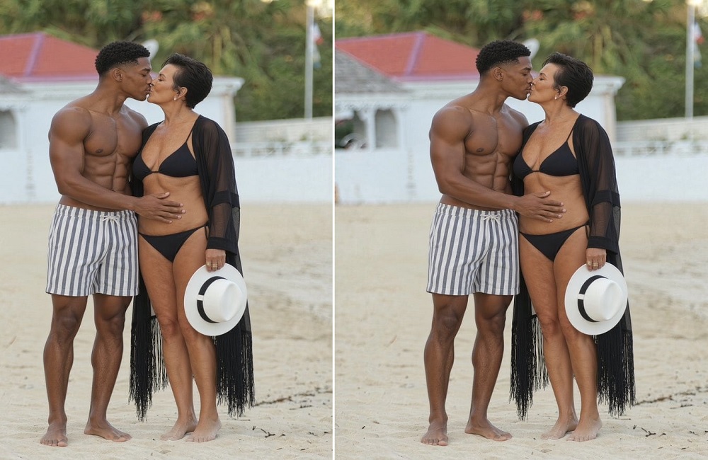 Kris Jenner was seen in a bikini at the beach in Miami sharing a kiss with her new 20 year old boyfriend after breaking up with Corey Gamble…